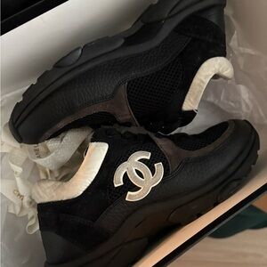 CHANEL Monochrome Leather Sneakers